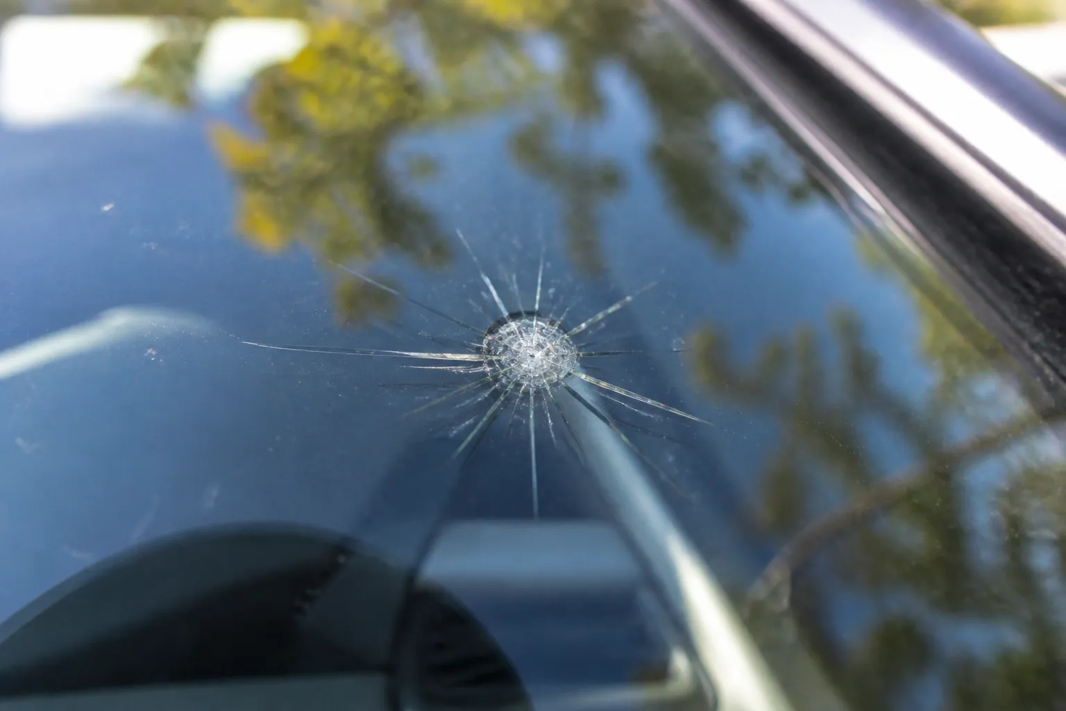 Stone chip in laminated glass